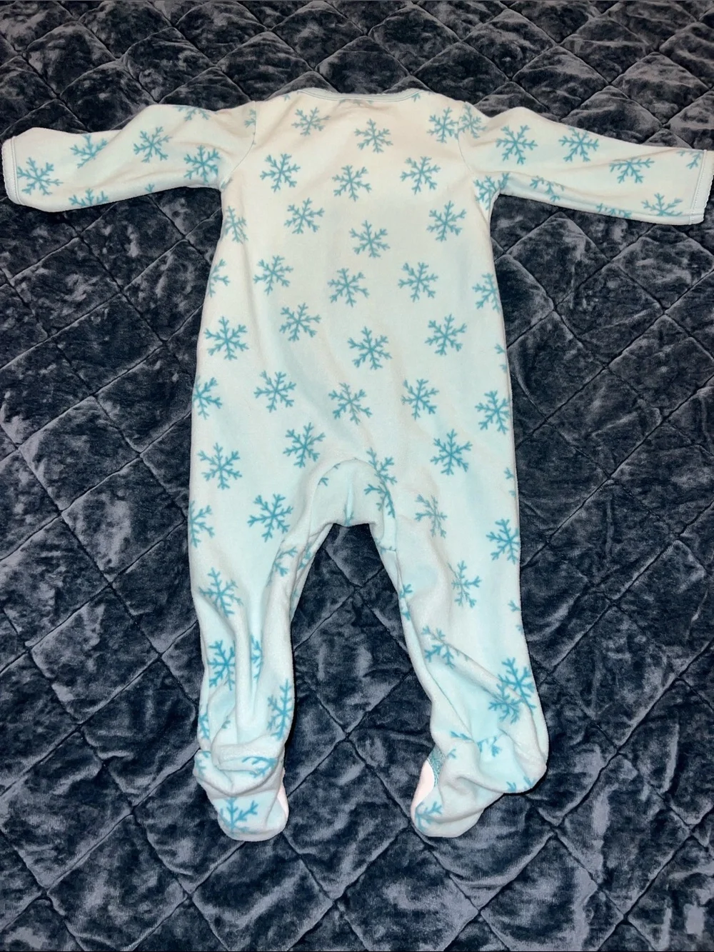 Carter's Light Blue Snowflake Fleece Footed One-Piece